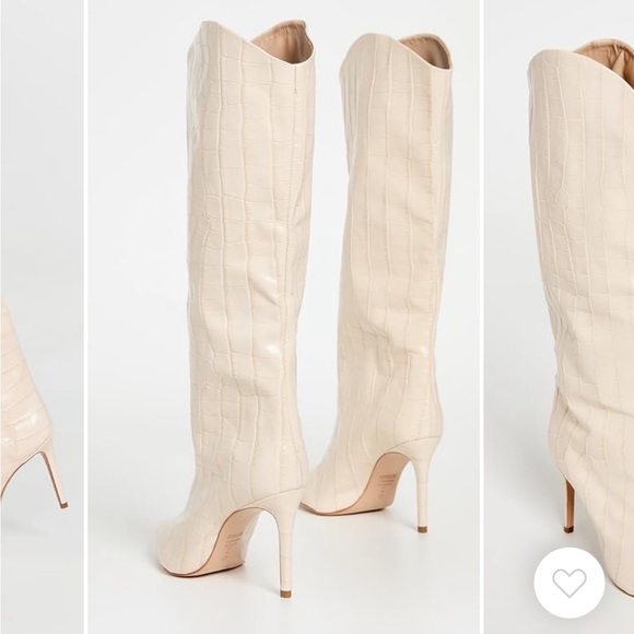 Schutz Maryana Eggshell Croc Embossed Leather Tall Heeled Boot 6 1/2 NWT - Picture 4 of 4